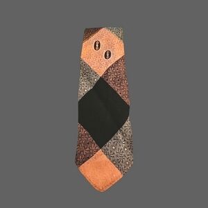 VTG REGAL 1950s Argyle Metallic Floral Brocade Tie